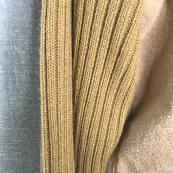 Vintage A.M.I. Alexandre Mattiussi Women’s Tan Leather Suede Jacket Knit Sleeves - Picture 4 of 6